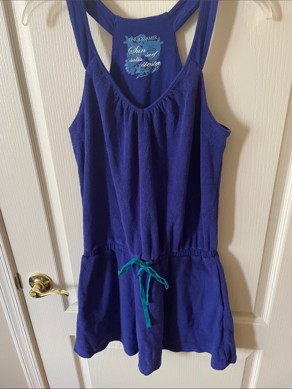 On Gossamer Royal Blue Swim Coverup with Teal Tie